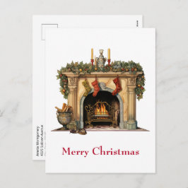 居心地の良いビクトリアン暖炉クリスマス シーズンポストカード