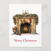 居心地の良いビクトリアン暖炉クリスマス シーズンポストカード (正面)