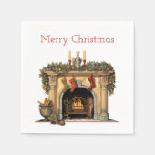 居心地の良いビクトリアン暖炉クリスマス スタンダードカクテルナプキン (正面)