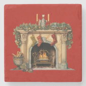 居心地の良いビクトリアン暖炉クリスマス ストーンコースター (正面)