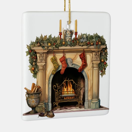 居心地の良いビクトリアン暖炉クリスマス セラミックオーナメント (右)