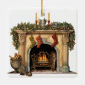 居心地の良いビクトリアン暖炉クリスマス セラミックオーナメント (裏面)