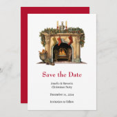 居心地の良いビクトリアン暖炉クリスマス セーブザデート (正面/裏面)