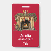居心地の良いビクトリアン暖炉クリスマス バッジ (裏面)