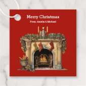 居心地の良いビクトリアン暖炉クリスマス フェイバータグ (正面)