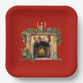 居心地の良いビクトリアン暖炉クリスマス ペーパープレート (正面)