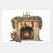 居心地の良いビクトリアン暖炉クリスマス ラッピングペーパーシート (正面3)