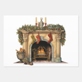 居心地の良いビクトリアン暖炉クリスマス ラッピングペーパーシート (正面)