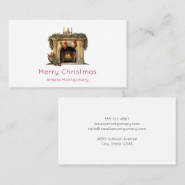 居心地の良いビクトリアン暖炉クリスマス 名刺