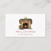 居心地の良いビクトリアン暖炉クリスマス 名刺 (正面)