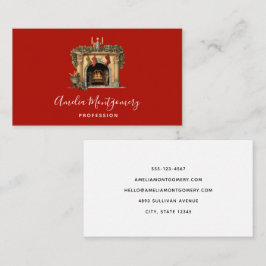 居心地の良いビクトリアン暖炉クリスマス 名刺