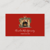 居心地の良いビクトリアン暖炉クリスマス 名刺 (正面)