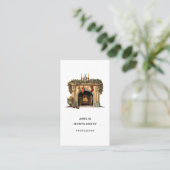 居心地の良いビクトリアン暖炉クリスマス 名刺 (スタンド正面)