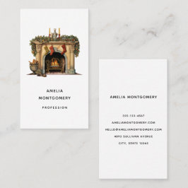 居心地の良いビクトリアン暖炉クリスマス 名刺