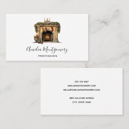 居心地の良いビクトリアン暖炉クリスマス 名刺