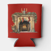 居心地の良いビクトリアン暖炉クリスマス 缶クーラー (正面)