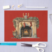 居心地の良いビクトリアン暖炉クリスマス 薄葉紙 (クラフト)
