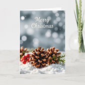居心地の良いピネコンと雪メリークリスマス カード (正面)