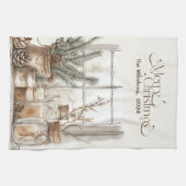居心地の良いフェスティバル素朴クリスマス キッチンタオル (横)