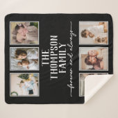 居心地の良いブラックパーソナライズされたカスタムフォトコラージュシェップ シェルパブランケット (正面(横))