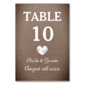 居心地の良いブララップテーマウェディングパーティー テーブルナンバー (正面)