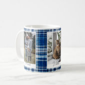 居心地の良いブルーとネイビープレイドフランネルファミリーフォト コーヒーマグカップ (正面左)