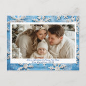 居心地の良いブルースノーフレークのクリスマスフォト シーズンポストカード (正面)