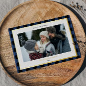 居心地の良いブルーブラックプライド縁ど3枚の写真クリスマス 箔シーズンカード