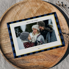 居心地の良いブルーブラックプライド縁ど3枚の写真クリスマス 箔シーズンカード