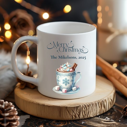 居心地の良いブルー素朴クリスマス コーヒーマグカップ