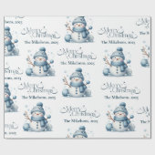 居心地の良いブルー素朴クリスマス ラッピングペーパー (フラット)