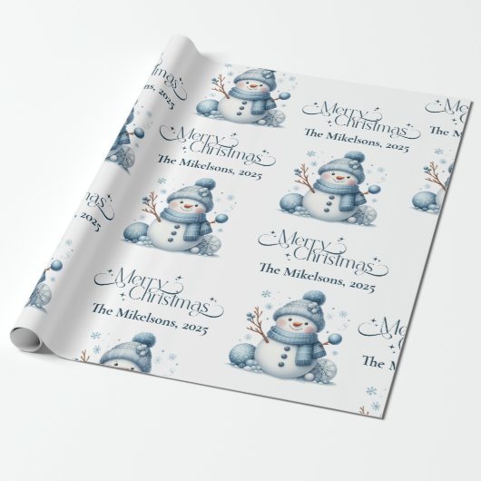 居心地の良いブルー素朴クリスマス ラッピングペーパー (アンロールド)