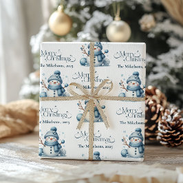 居心地の良いブルー素朴クリスマス ラッピングペーパー