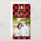 居心地の良いプレイド | レッドホリデー写真 シーズンカード (正面/裏面)