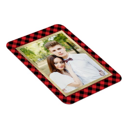 居心地の良いプレイド |赤と黒のバッファローのプレイド写真 マグネット (右側)