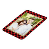 居心地の良いプレイド |赤と黒のバッファローのプレイド写真 マグネット (左側)