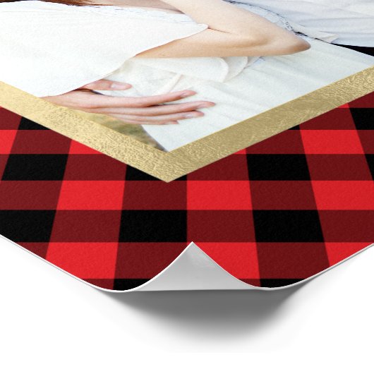居心地の良いプレイド |赤と黒のバッファローの格子縞の休日 ポスター (角)