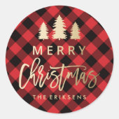 居心地の良いプレイド |赤と黒のバッファロープレイド ラウンドシール (正面)