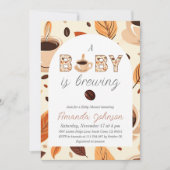 居心地の良いベビーがコーヒーをテーマにしたベビーシャワーを醸造 招待状 (正面)