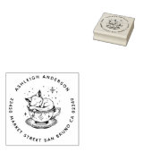 居心地の良いベビーキツネスナッグドティーカップムーンスターズアドレス ラバースタンプ (押印)