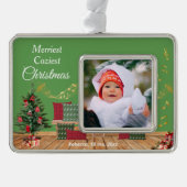 居心地の良いベンチクリスマスシーン シルバープレートフレームオーナメント (正面)