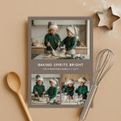 居心地の良いベーキングスピリッツ明るい家族クリスマスフォト シーズンカード