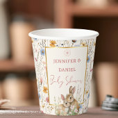 居心地の良いベージュワイルドフラワーベビーシャワーバニーペア 紙コップ