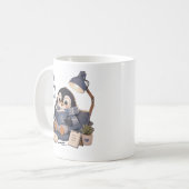 居心地の良いペンギンの読書カフェマグ コーヒーマグカップ (正面左)