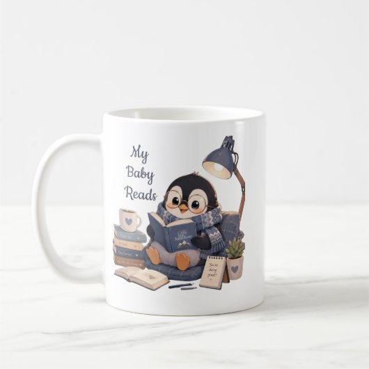 居心地の良いペンギンの読書カフェマグ コーヒーマグカップ (左)