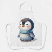 居心地の良いペンギン – かわいいデジタルアート エプロン (正面)