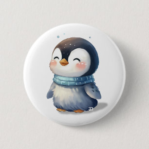 居心地の良いペンギン – かわいいデジタルアート 缶バッジ