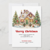 居心地の良いホリデーシーズンのクラシッククリスマスシーンの挨拶 シーズンカード (正面)