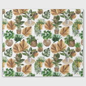 居心地の良いボホウォーターカラーパターンインドアハウスプラントW ラッピングペーパー (フラット)