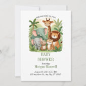 居心地の良いマンガサファリアニマルズベビーシャワー招待状 招待状 (正面)